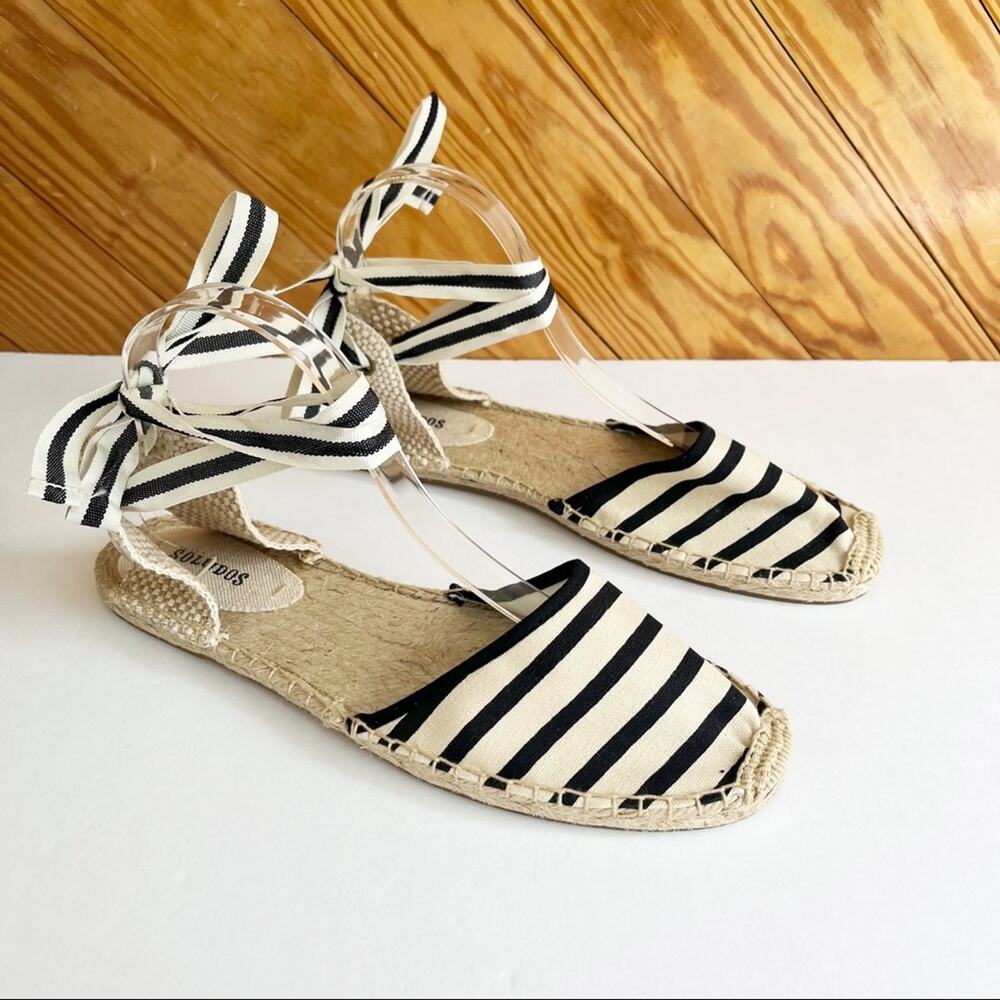 Soludos Stripe Espadrille Lace Up Wrap Sandals